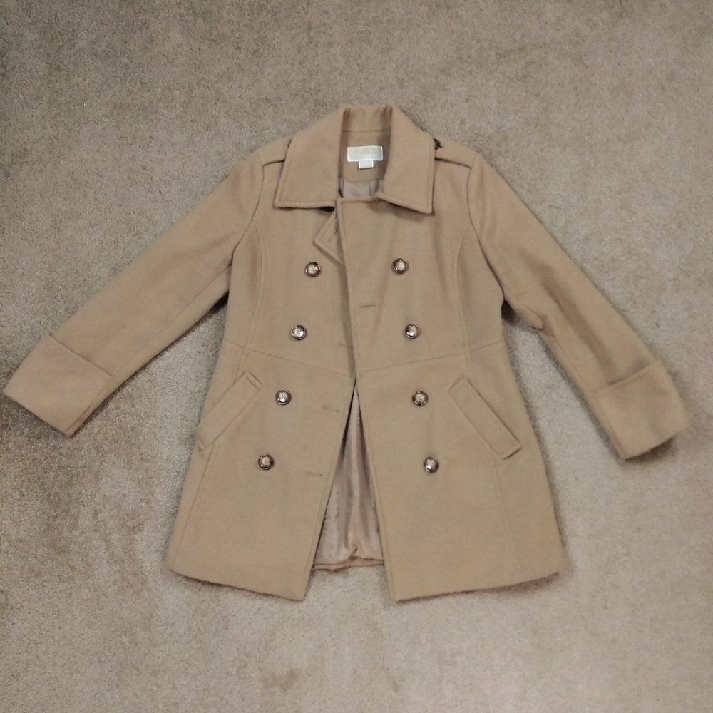Women's Michael Kors Tan Peacoat Jacket Size 8